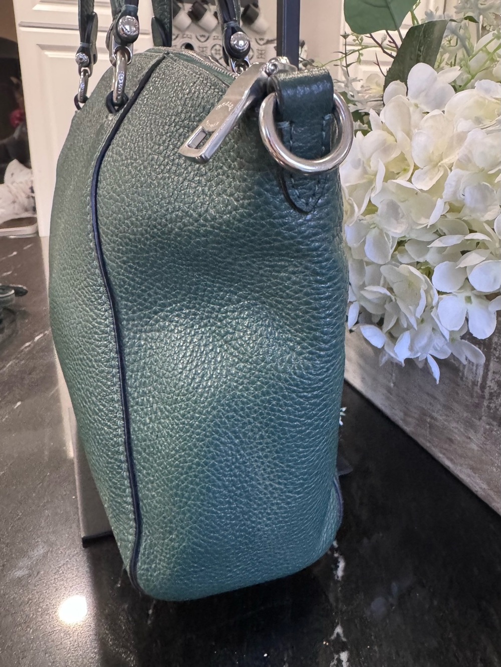 🍃COACH Prairie Satchel Pebble Leather Forest Green Crossbody Bag Style 79997 - Picture 10 of 16